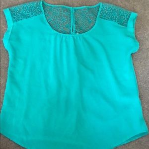 Teal Blouse w/ lace detail